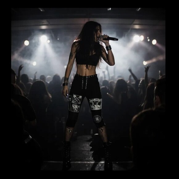 Current Mood Patch Lace-Up Jeans Punk Rocker Statement Pants NWT Size S - Picture 3 of 7